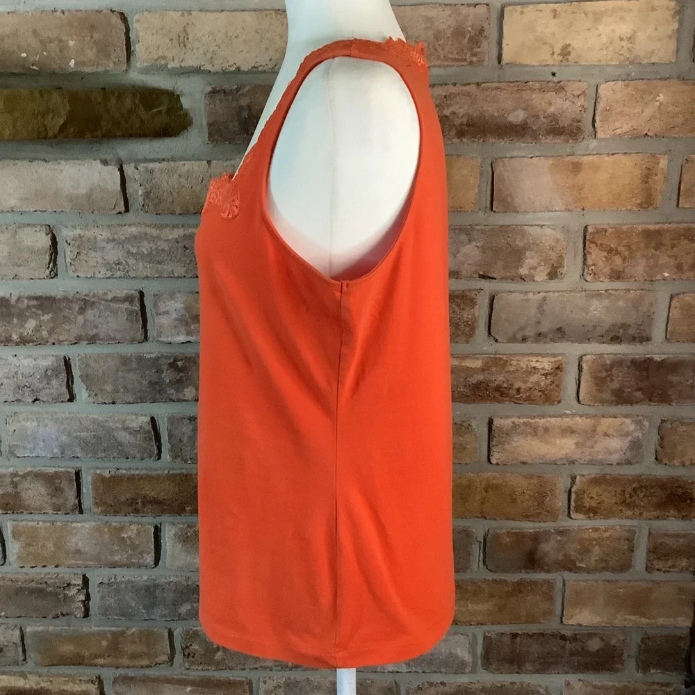 TALBOTS Orange Lace-Trim Tank Top 63 - Picture 2 of 8
